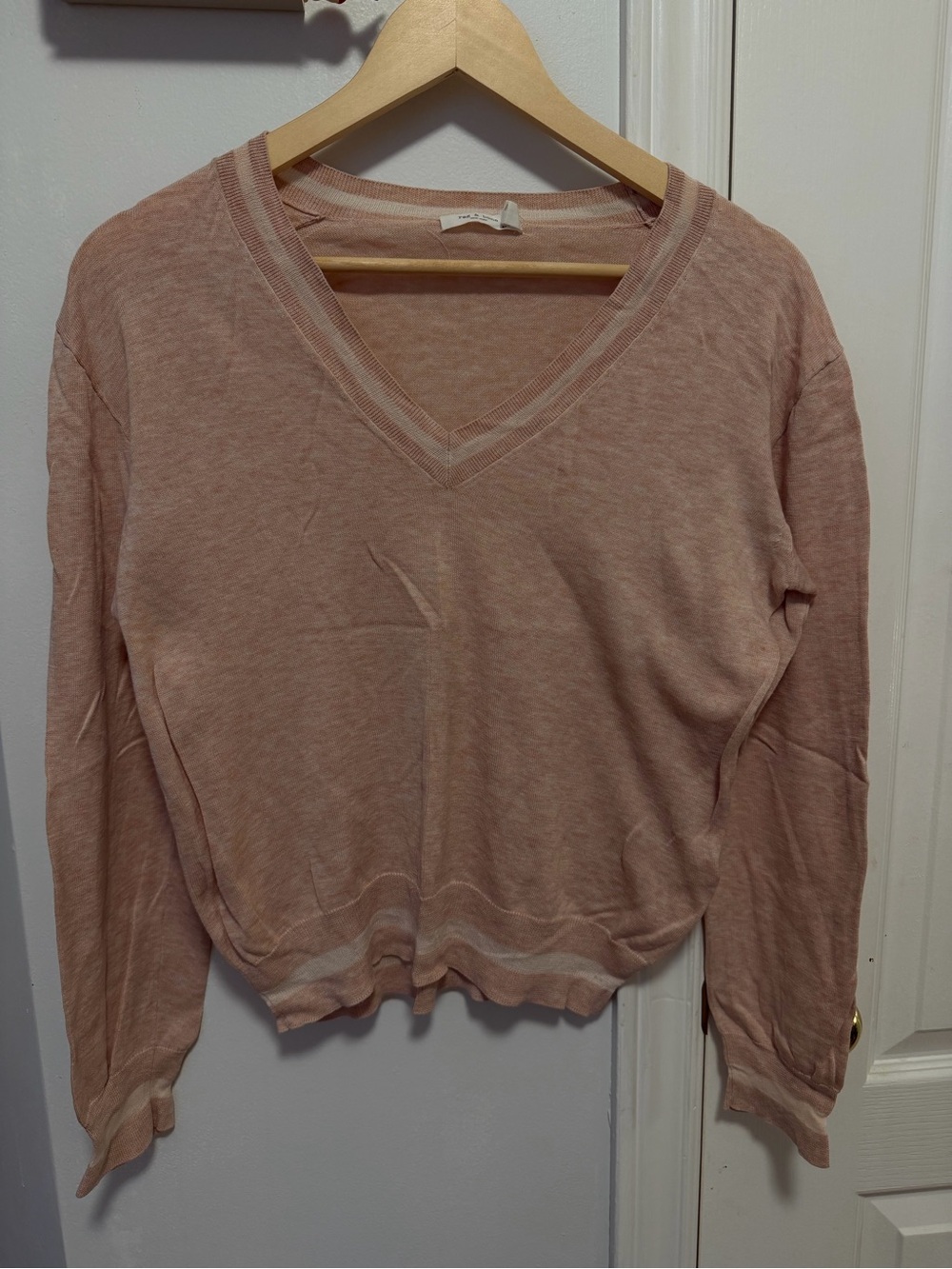 Rag&Bone Pink V-Neck Long Sleeve